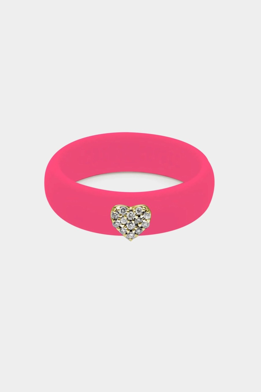 Jewelry-Accessories * | Casual Carats Pave Heart Silicone Ring Hot Pink