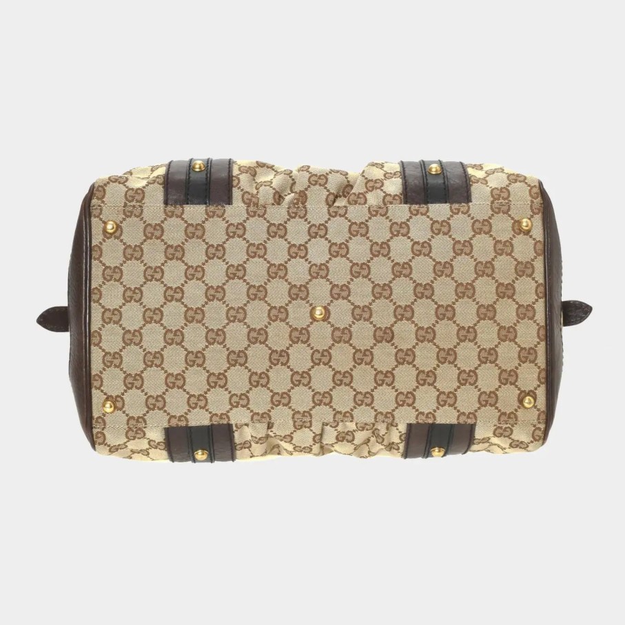 Handbags * | Gucci Gg Canvas Interlocking G Boston Bag Beige