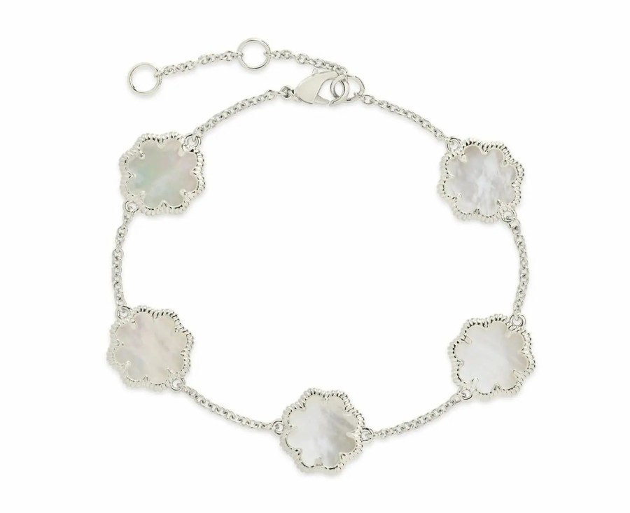 Jewelry-Accessories * | Sterling Forever Rose Clover Station Bracelet