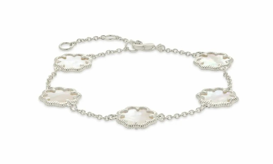 Jewelry-Accessories * | Sterling Forever Rose Clover Station Bracelet