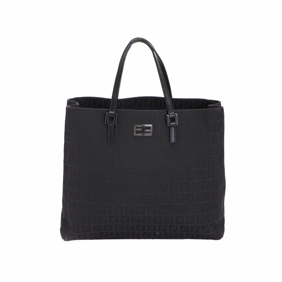 Handbags * | Fendi Zucchino Tote Bag Black