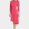 Clothing * | Donna Morgan Asymmetrical Hem Scuba Crepe Midi Dress Raspberry