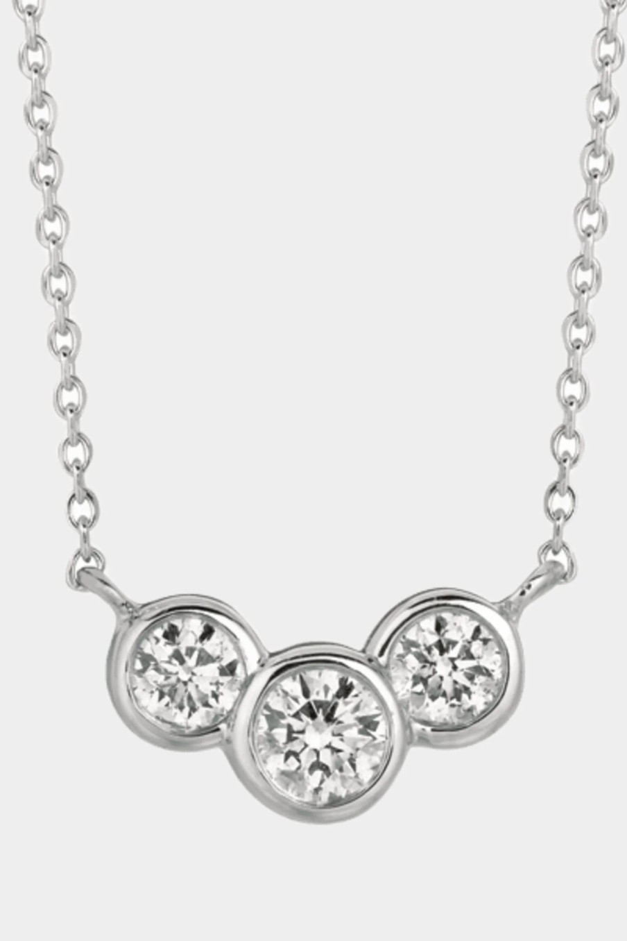 Jewelry-Accessories * | Morris & David Diamond 3 Stone Necklace 14K White Gold