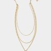 Jewelry-Accessories * | Kendra Scott Elisa Triple Strand Necklace Gold Light Blue Magnesite