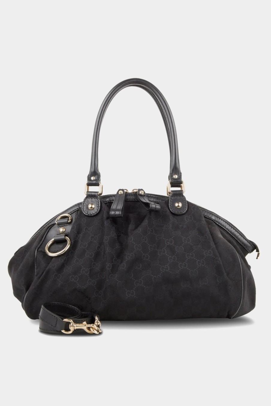 Handbags * | Gucci Gg Canvas Sukey No Charm Two-Way Handbag Black