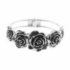 Jewelry-Accessories * | 1928 Jewelry Enamel Flower Cuff Bracelet Silver