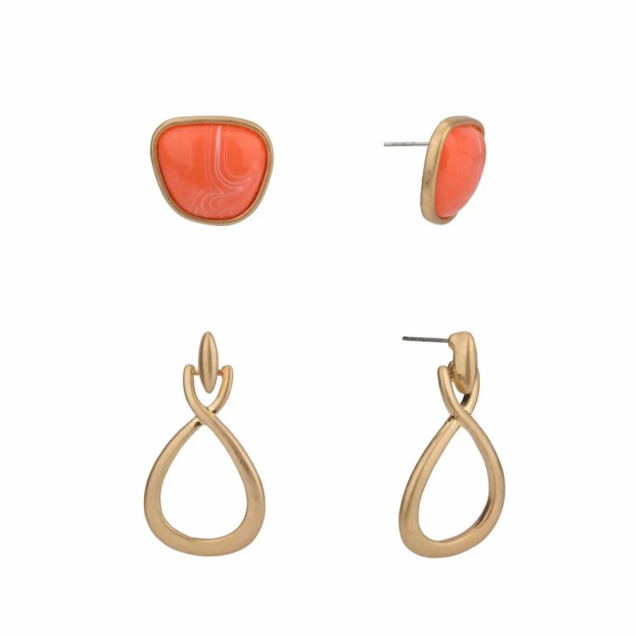 Jewelry-Accessories * | The Sak Resin Duo Earring Set Coral