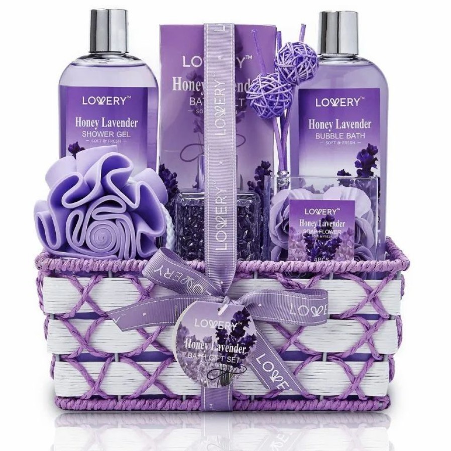 Beauty * | Lovery Honey Lavender Home Spa Basket 13-Piece Set