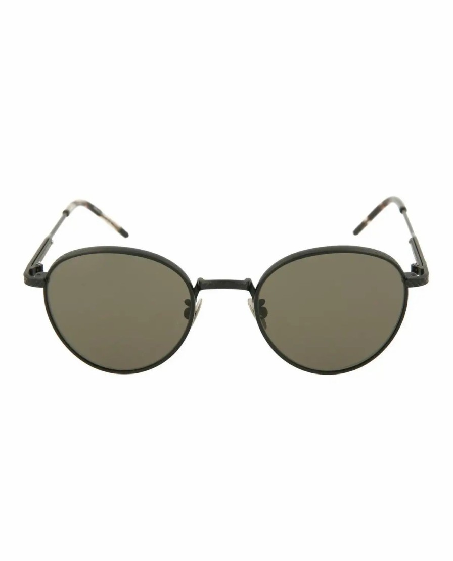 Jewelry-Accessories * | Bottega Veneta Classic Round Sunglasses Black Black Grey