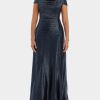 Clothing * | Adrianna Papell Metallic Knit Gown Navy