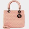 Handbags * | Lady Dior Silver Hardware Cannage Handbag Pink