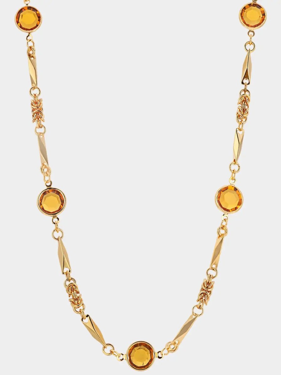 Jewelry-Accessories * | 1928 Jewelry 14K Gold Dipped Topaz Chanel Necklace Beige