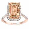 Jewelry-Accessories * | Effy 14K And Diamond Morganite Ring Rose Gold