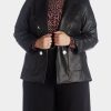 Clothing * | Anne Klein Vegan Leather Faux Double Breasted Jacket Anne Black