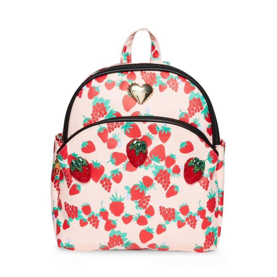 Handbags * | Betsey Johnson Sweet & Tart Strawberry Backpack Pink Multi