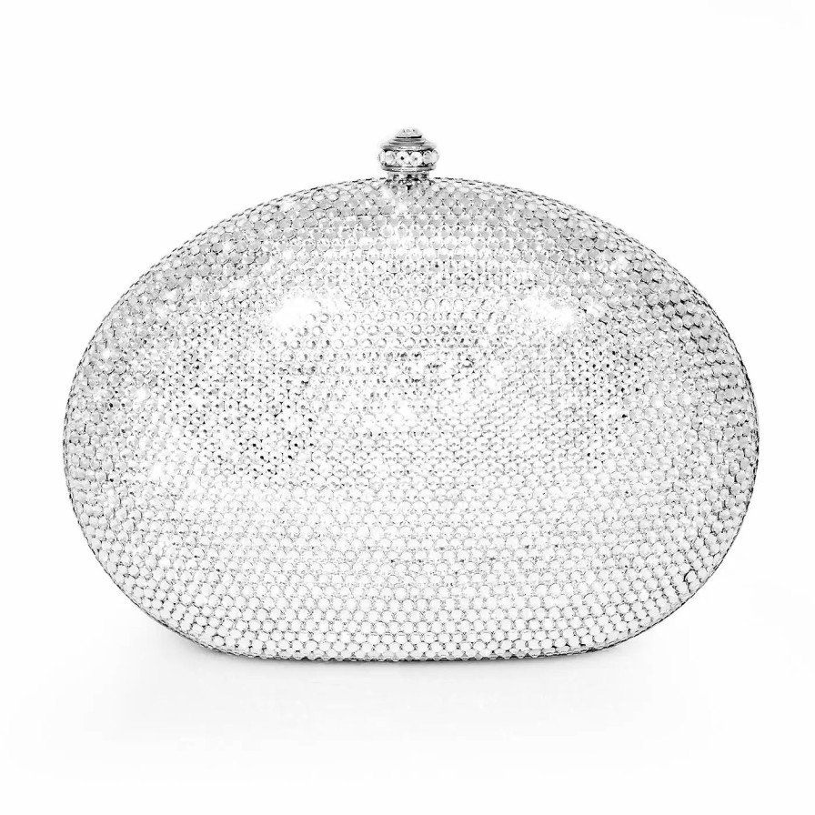 Handbags * | Dolli Crystal Oval Clutch Black Gold