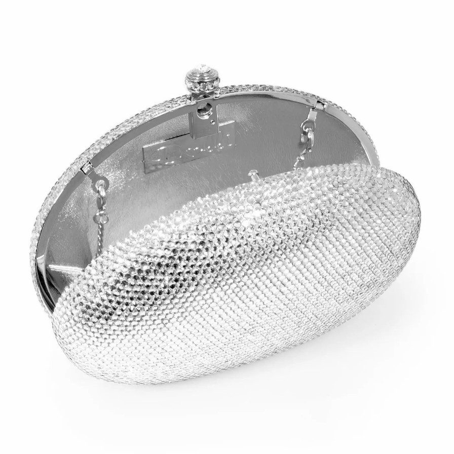 Handbags * | Dolli Crystal Oval Clutch Black Gold