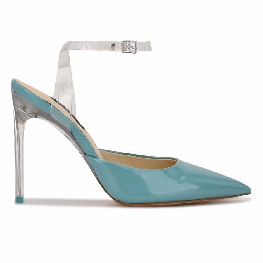 Shoes * | Nine West Sparkea Ankle Strap Pumps Vintage Blue Patent