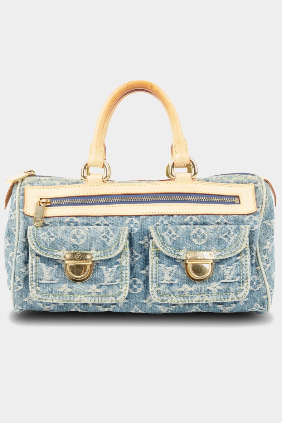 Handbags * | Louis Vuitton Neo Speedy Monogram Denim Handbag Blue