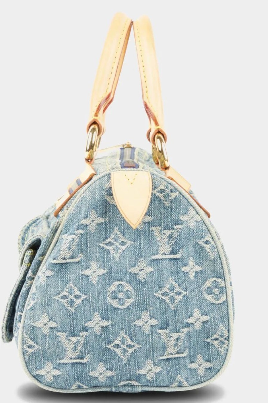 Handbags * | Louis Vuitton Neo Speedy Monogram Denim Handbag Blue