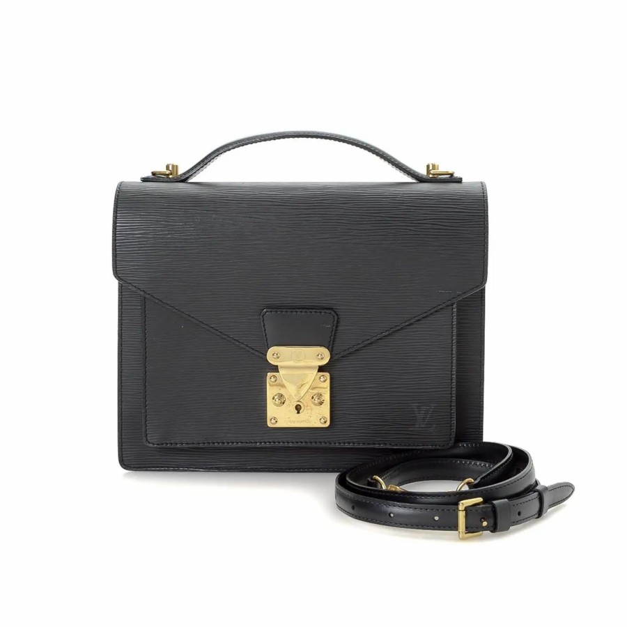 Handbags * | Louis Vuitton Monceau Gm Satchel Black