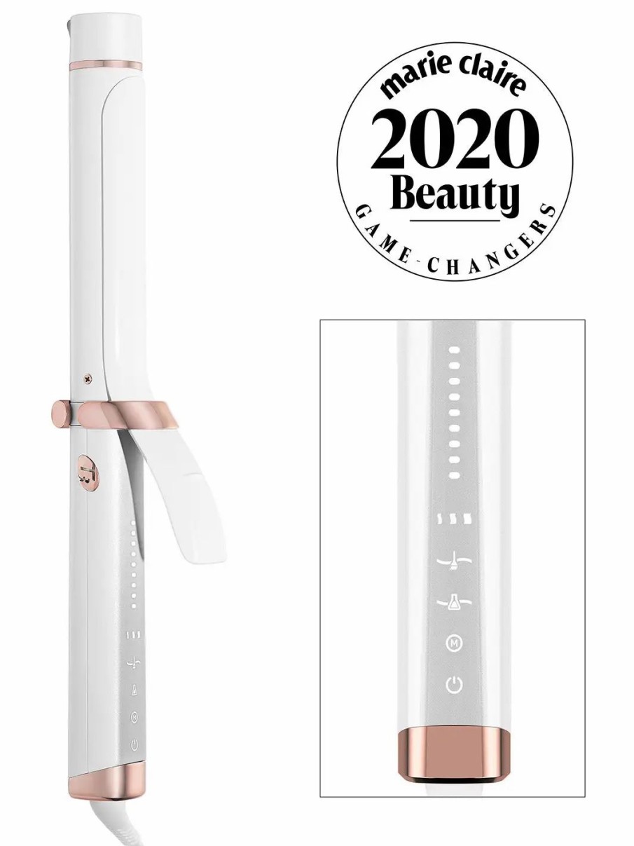 Beauty * | T3 Curl Id 1.25" Smart Curling Iron With Interactive Touch Interface White & Rose Gold