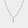 Jewelry-Accessories * | Mr. Ettika Ox Chain Necklace With Hematite Stones And Cross Silver