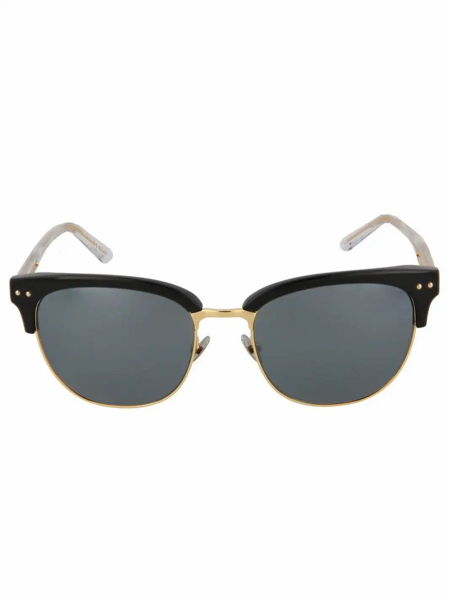 Jewelry-Accessories * | Bottega Veneta Rectangle Sunglasses Black Gold