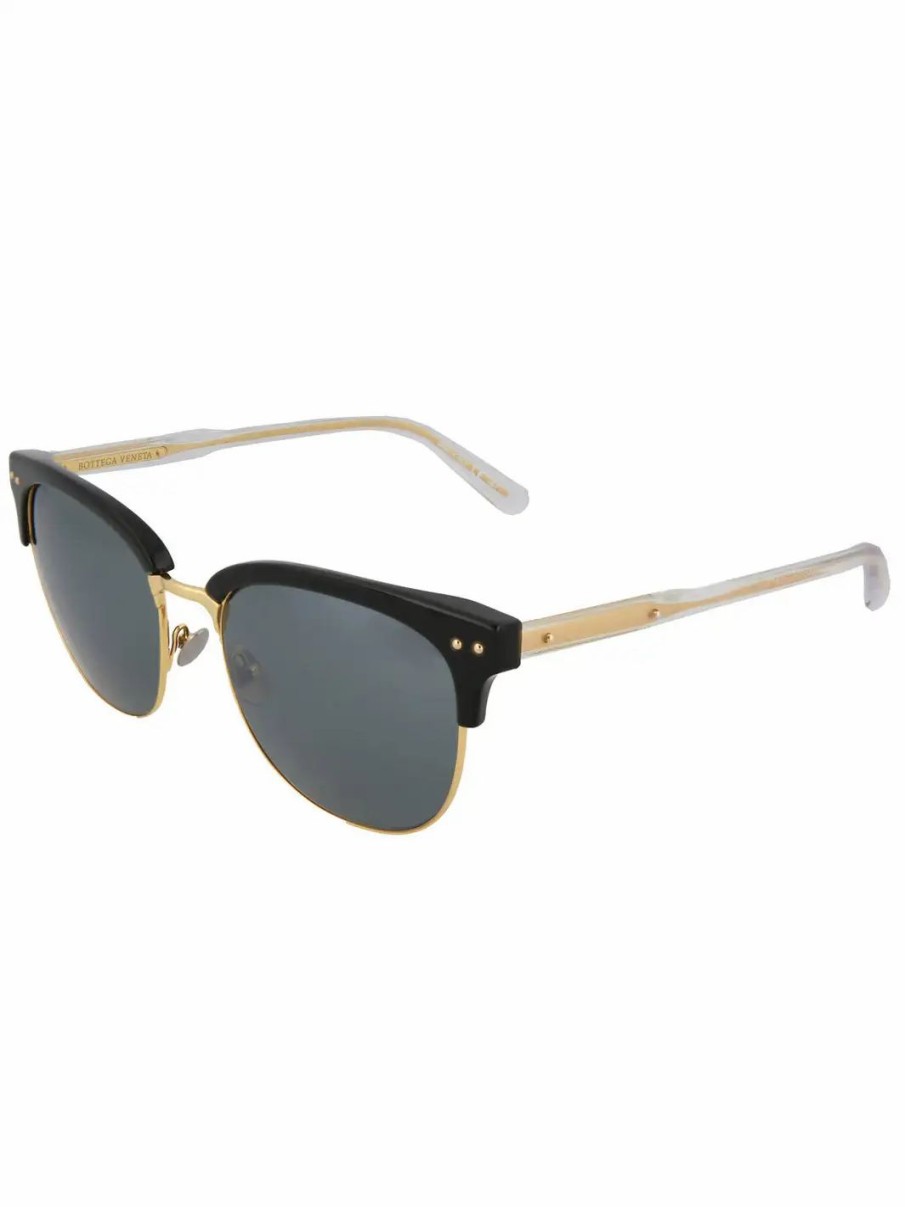 Jewelry-Accessories * | Bottega Veneta Rectangle Sunglasses Black Gold