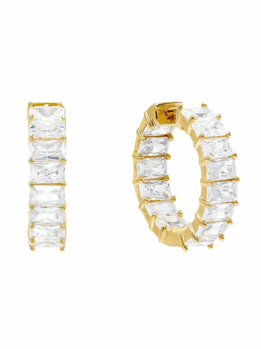 Jewelry-Accessories * | By Adina Eden Baguette Hoop Earring