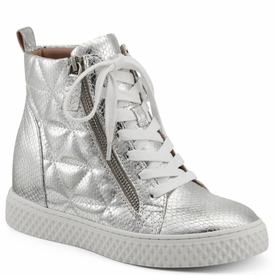 Shoes * | Aerosoles Zonta High Top Sneaker Silver Snake