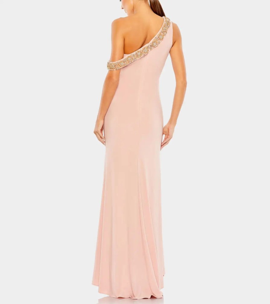 Clothing * | Mac Duggal Beaded Drop Shoulder Jersey Gown Rose