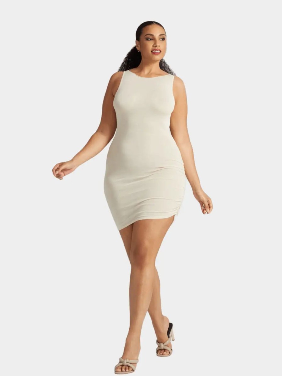 Clothing * | L&T Side Rouched Dress Bone