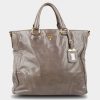 Handbags * | Prada Two-Way Vitello Shine Tote Bag Grey