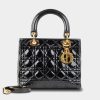 Handbags * | Lady Dior Patent Ghw Large Cannage Black