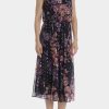 Clothing * | Adrianna Papell Floral Chiffon Halter Dress Black Multi