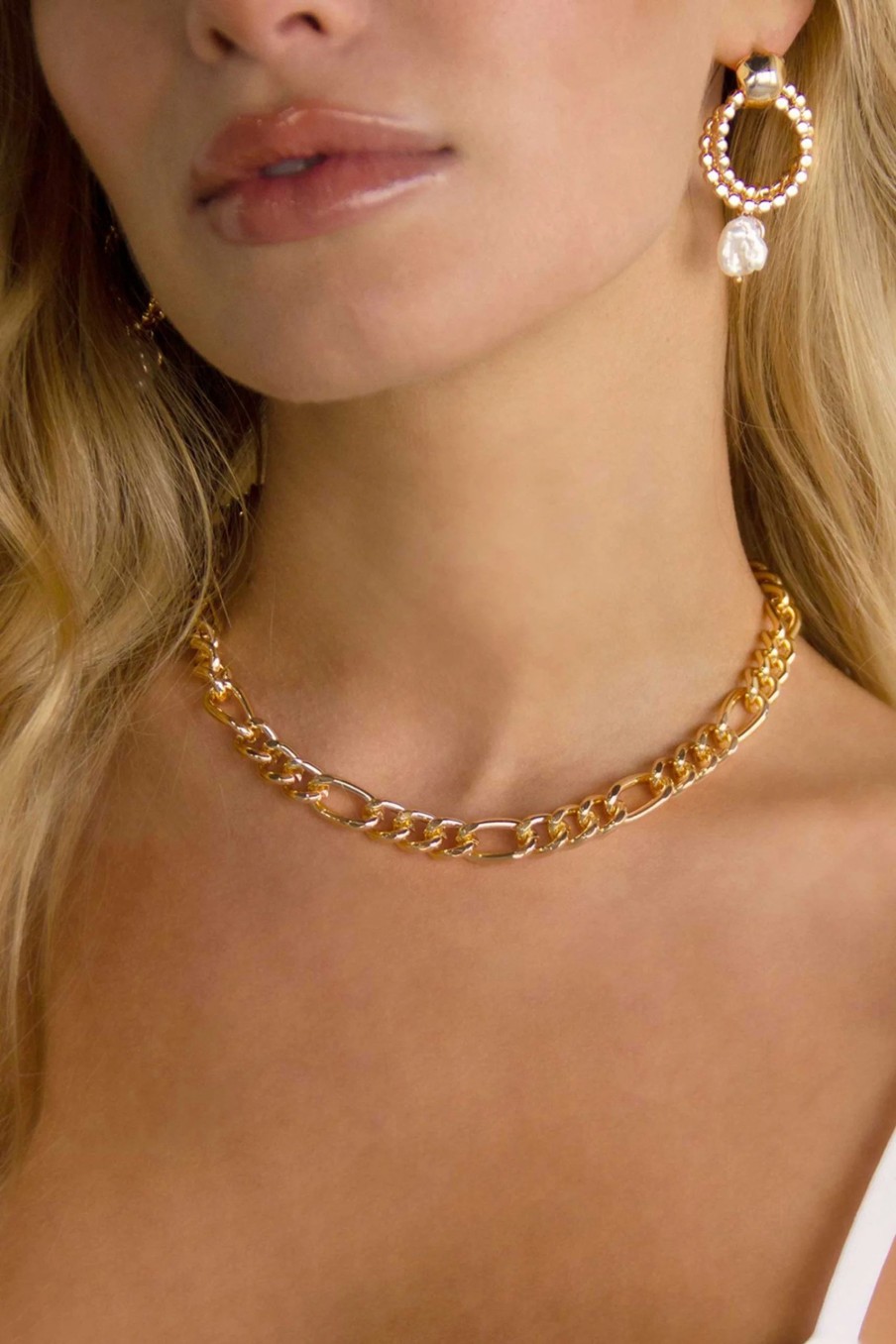 Jewelry-Accessories * | Ettika Cuffed Love 18K Plated Chain Link Necklace Gold