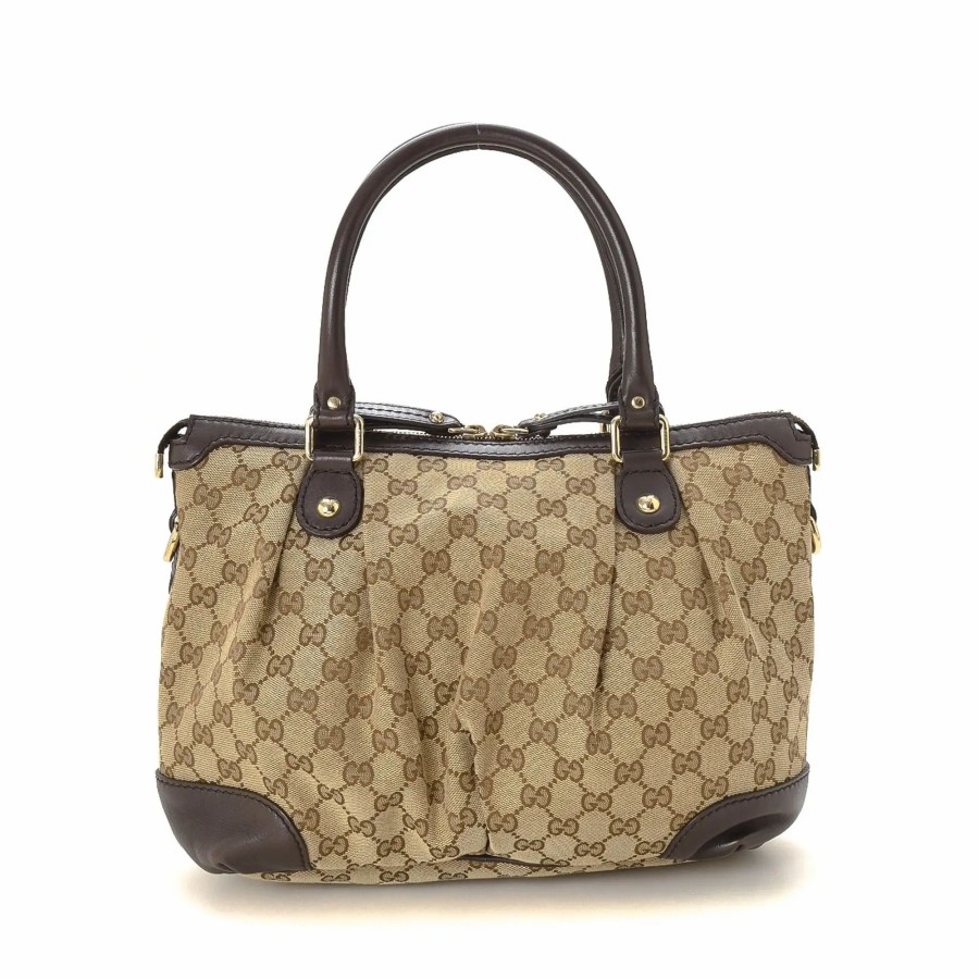 Handbags * | Gucci Gg Canvas Sukey Two Way Tote Bag Beige