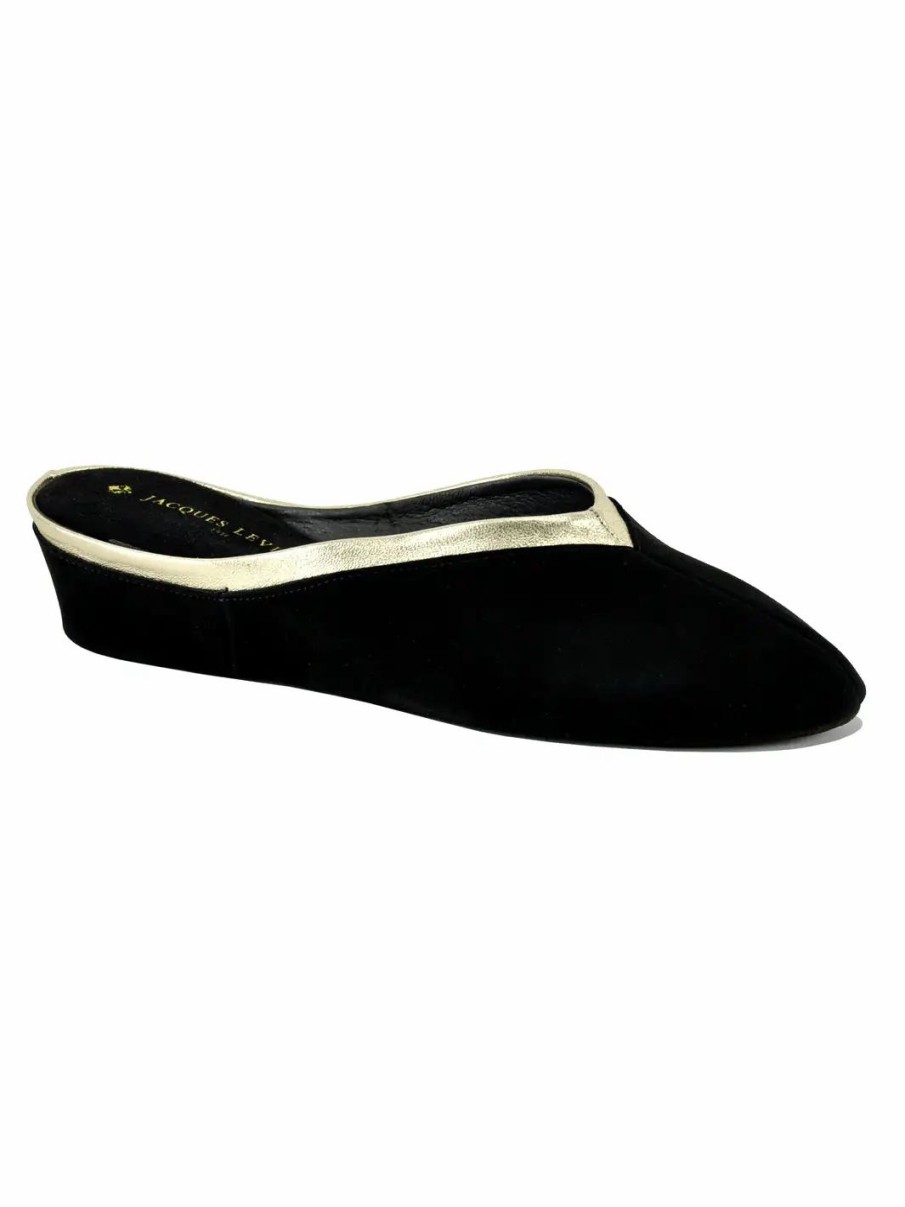 Shoes * | Jacques Levine Suede Wedge Slipper Black