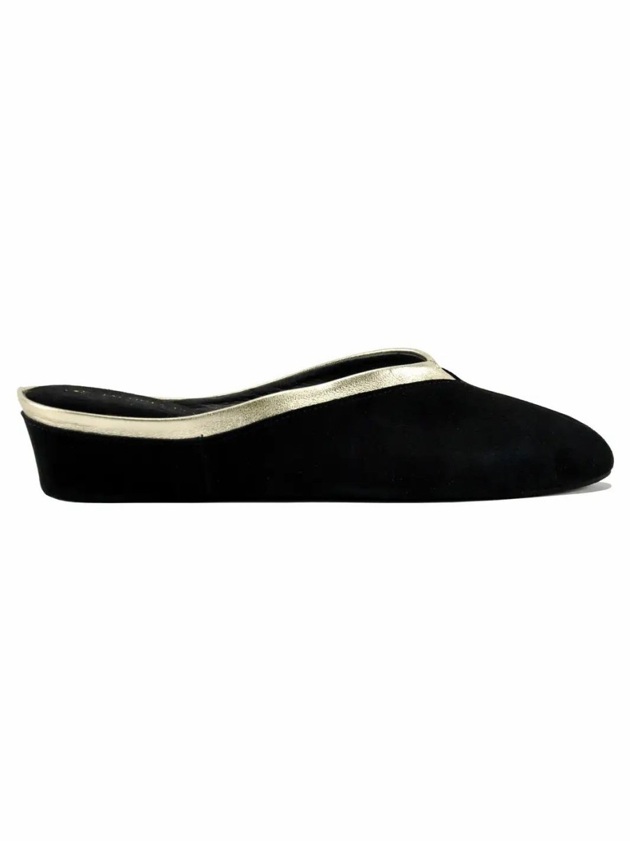 Shoes * | Jacques Levine Suede Wedge Slipper Black