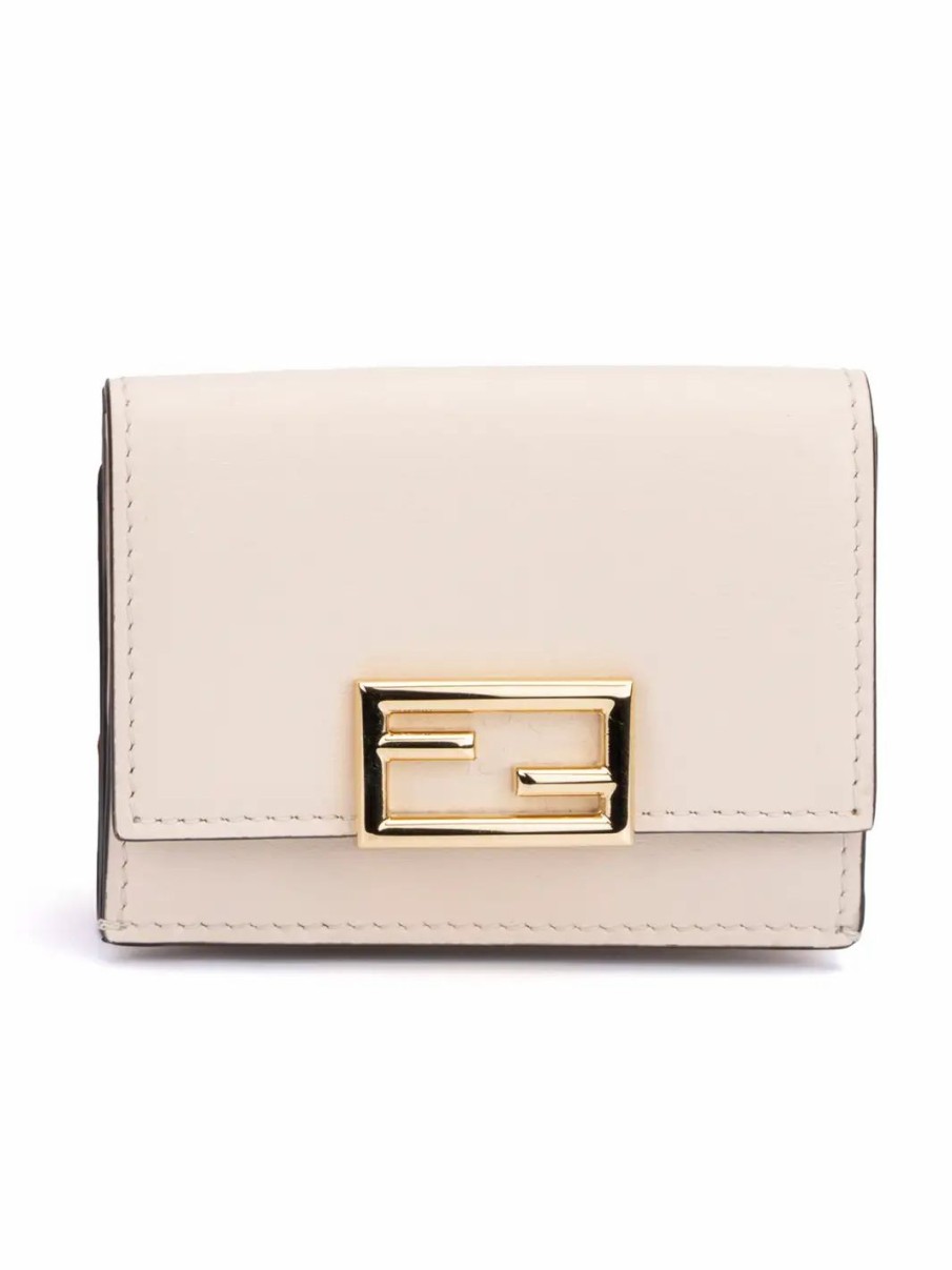 Handbags * | Fendi French Buckle Wallet Camelia Oro Soft