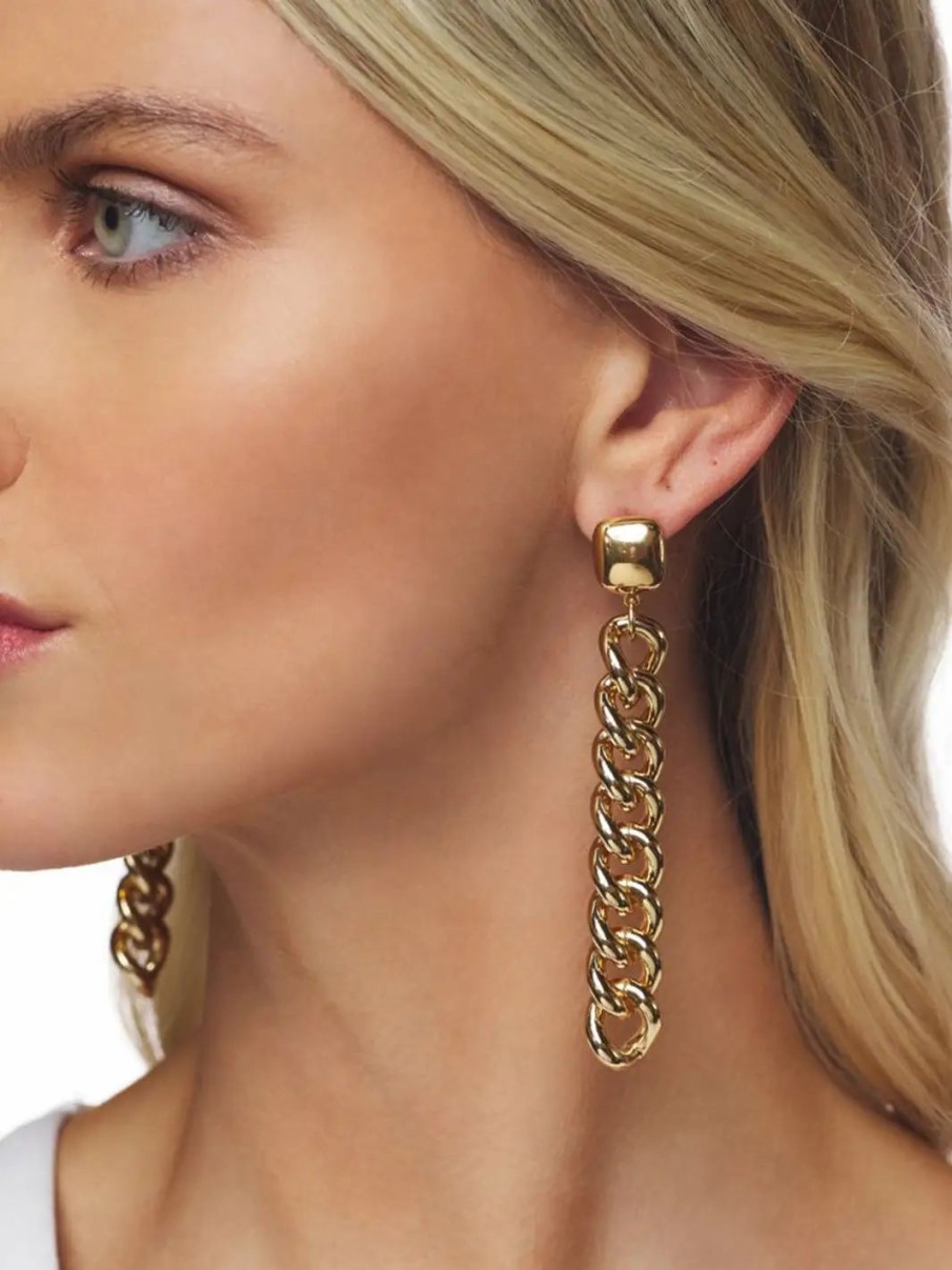 Jewelry-Accessories * | Kenneth Jay Lane Links Drop Earring Gold