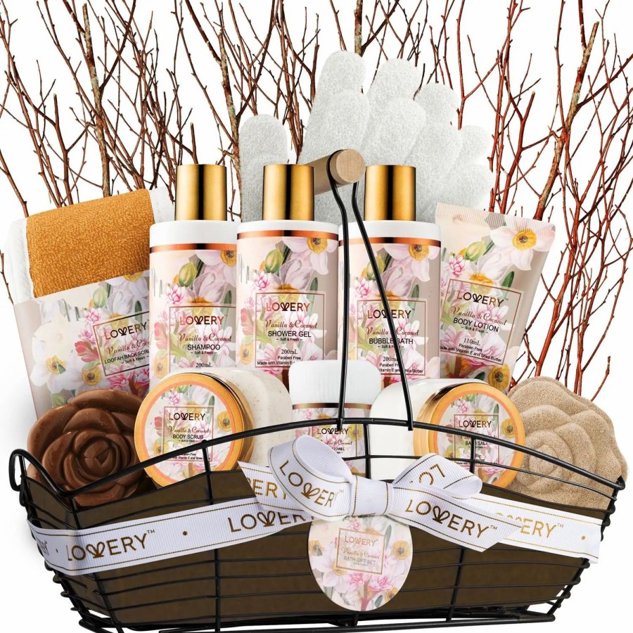 Beauty * | Lovery Vanilla Coconut Home Spa Gift Basket 13-Piece Set Brown