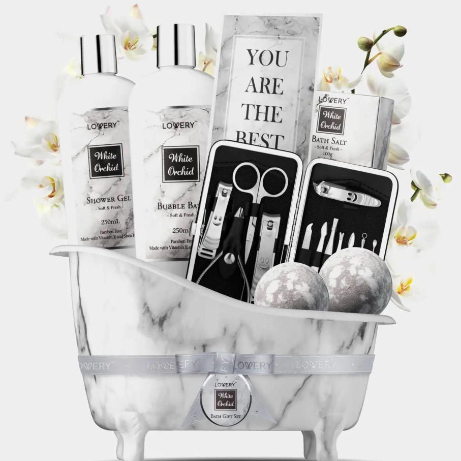 Beauty * | Lovery White Orchid Bath & Body Self Care 20-Piece Basket