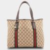 Handbags * | Gucci Jolicoeur Gg Canvas Tote Bag Brown