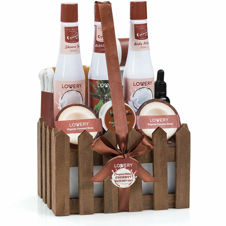 Beauty * | Lovery Organic Coconut Home Spa Basket 16-Piece Set