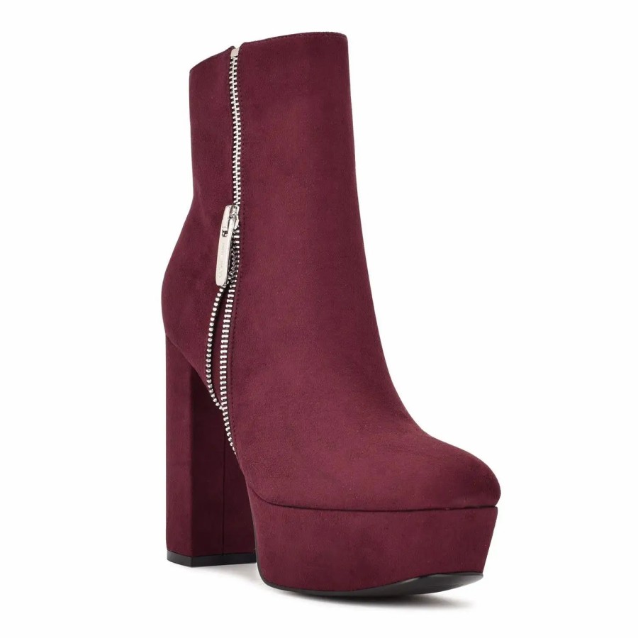 Shoes * | Nine West Kerri Platform Booties Burgundy