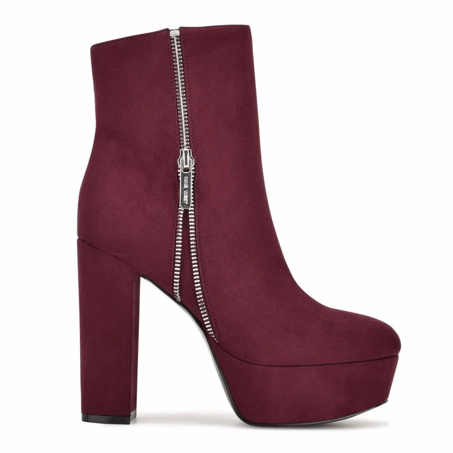 Shoes * | Nine West Kerri Platform Booties Burgundy