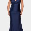 Clothing * | La Femme Faux Wrap Bodice Simple Jersey Gown