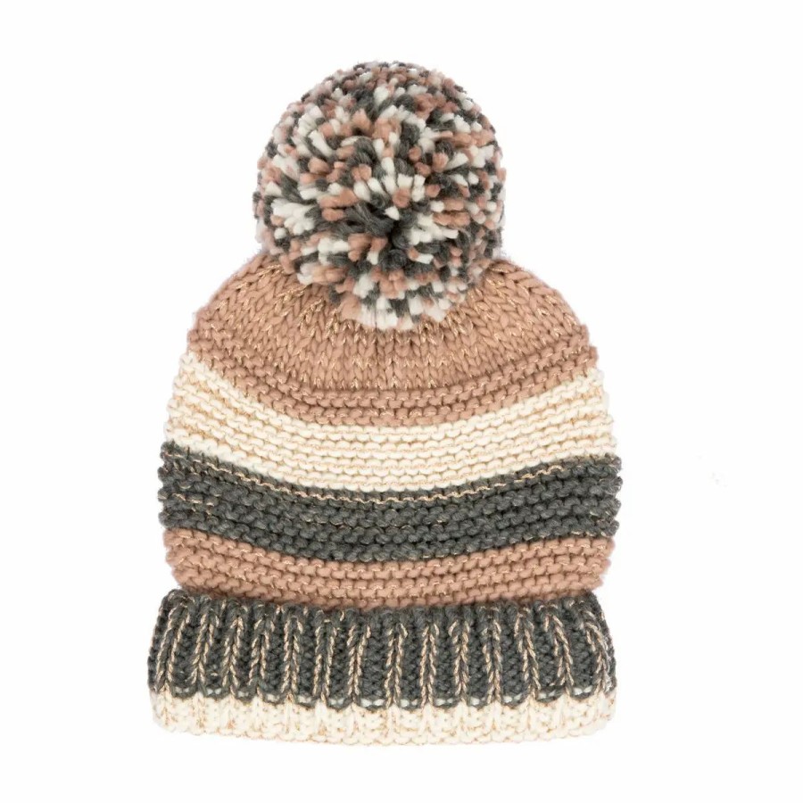 Jewelry-Accessories * | San Diego Hat Company Stripe Beanie With Pom Multi